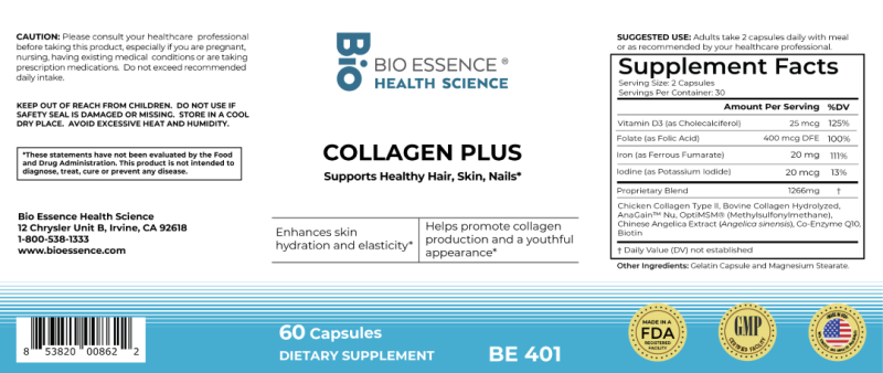 Bio Essence Collagen Plus 60 Capsules – Anti-Aging Herbal Supplement